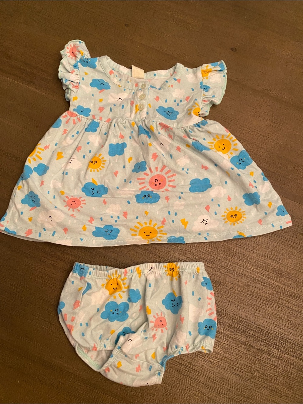 Tucker + Tate White, Blue, Yellow & Pink Sun and Cloud Baby Matching Set